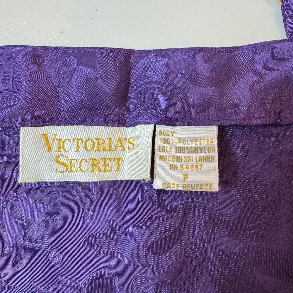 Victoria’s Secret 90s Vintage Purple Satin Camisole & Panty Set Lace Lingerie